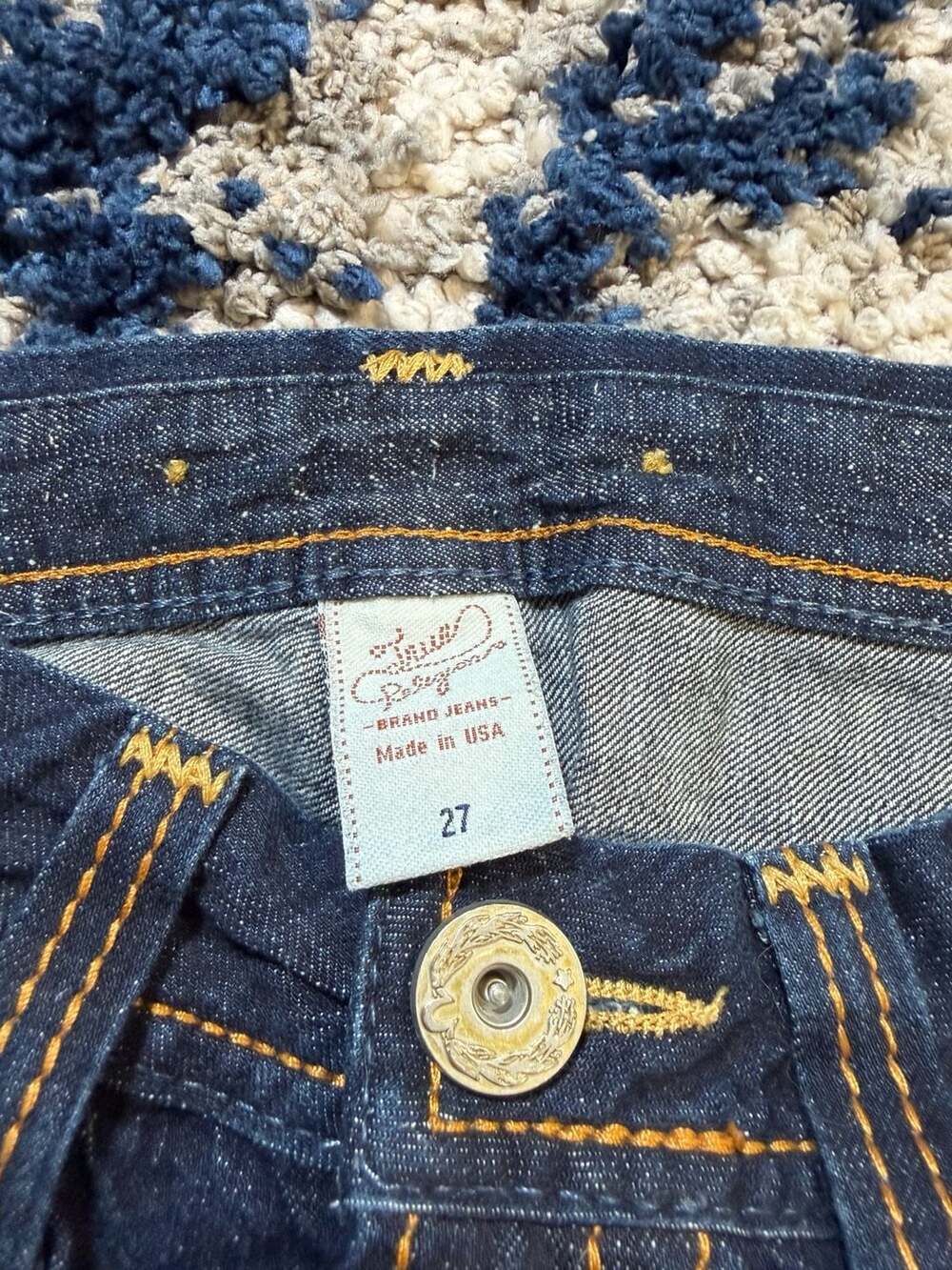True Religion Joey Dark Wash Denim Mini Skirt Big T Stitch - Picture 3 of 5